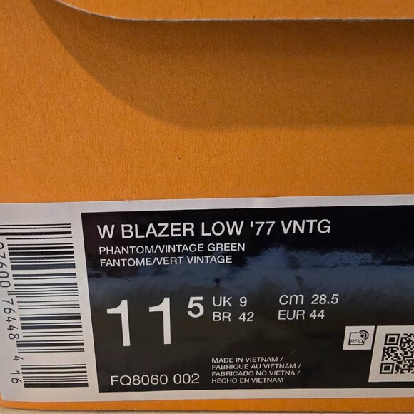 Nike Blazer '77 Vintage Low Phantom Vintage Green Mens 10 Womens 11.5 FQ8060 002 - Picture 9 of 9
